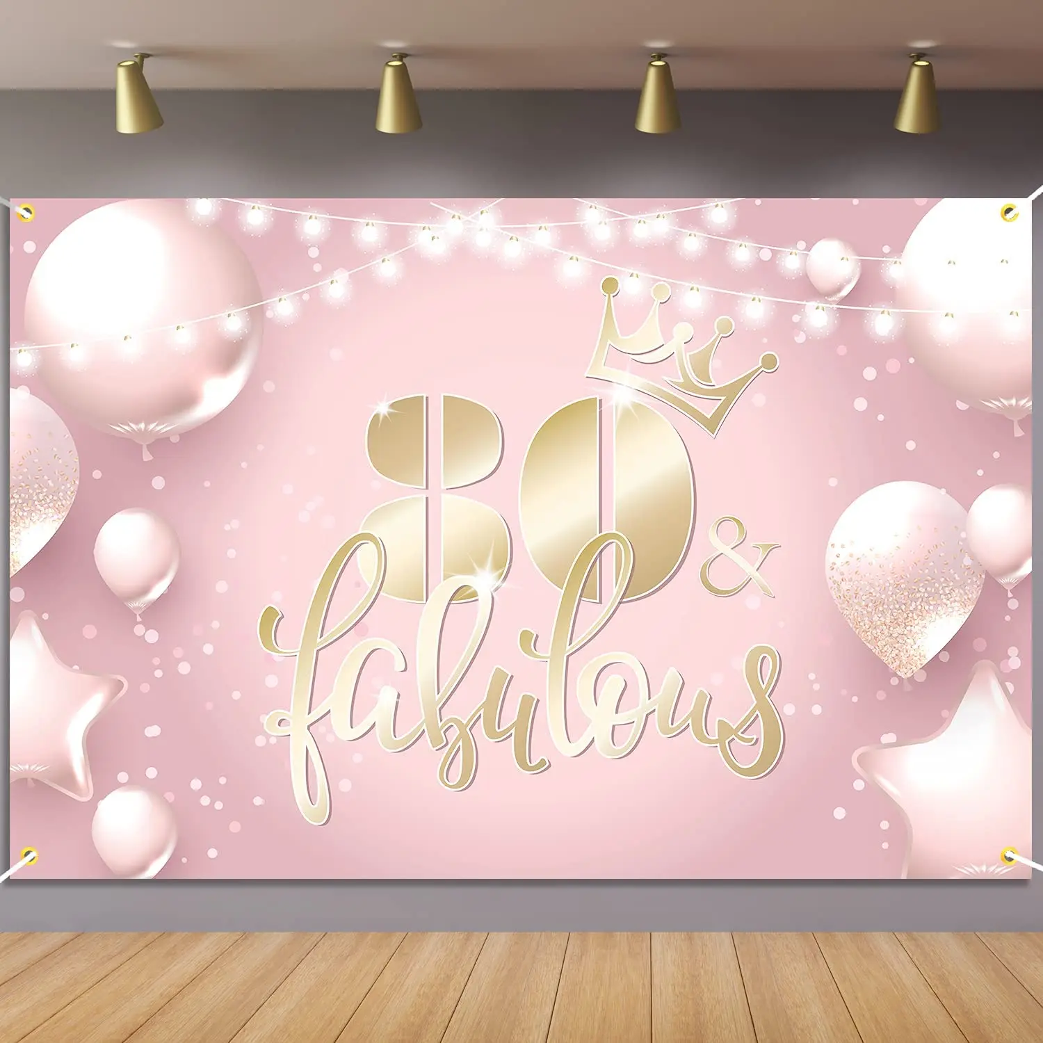 80 Years Loved Banner Gold Mirror Banner 80th Birthday Backdrop 