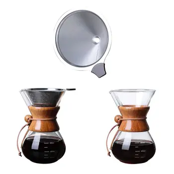 

Pour Over Coffee Maker Paperless Reusable Stainless Steel Filter and BPA-Free Glass Carafe Hand Coffee Dripper Brewer Po