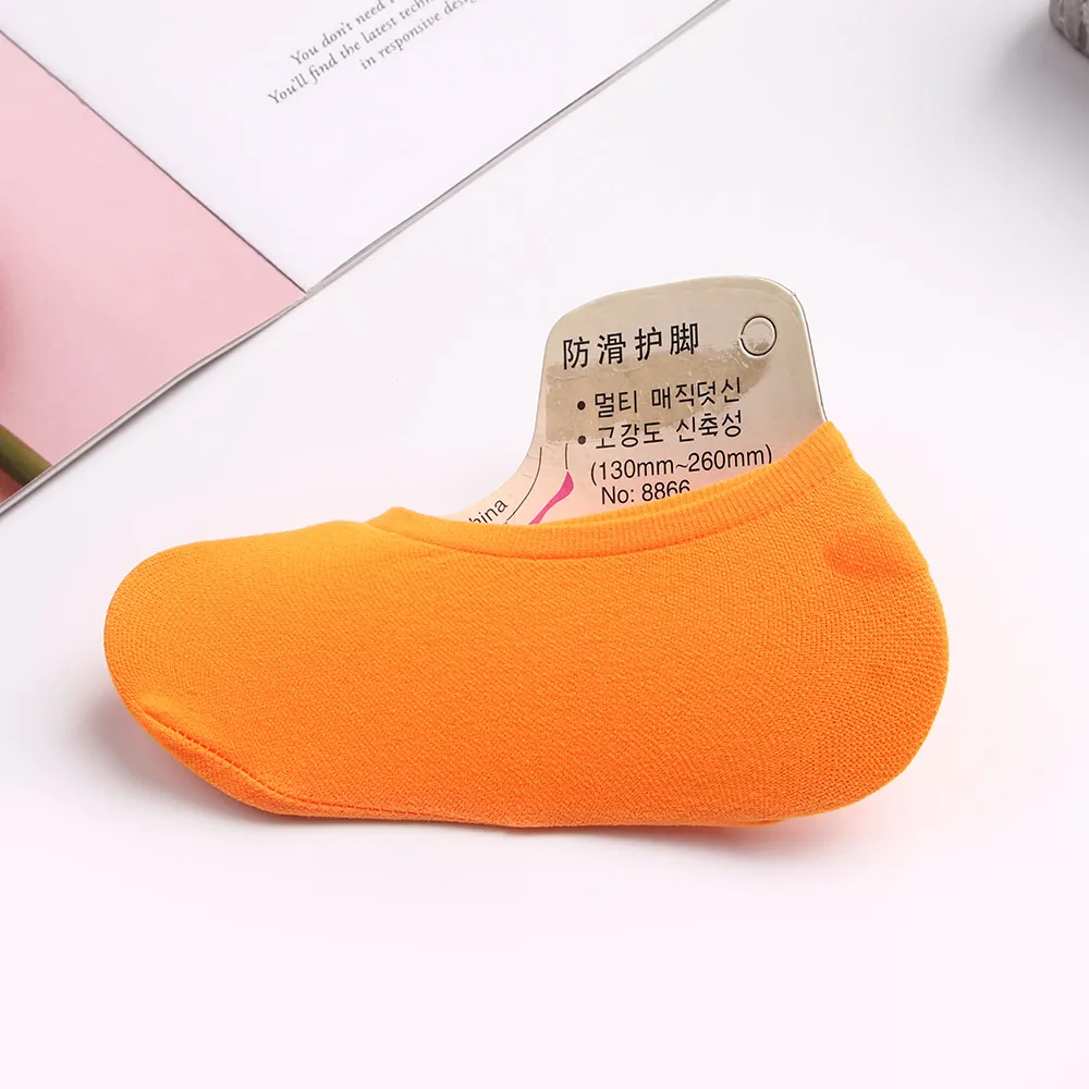 orange 2 пары, новые летние носки-лодочки, женские невидимые нескользящие носки с низким вырезом, хлопковые тонкие дышащие носки ярких цветов - Цвет: orange