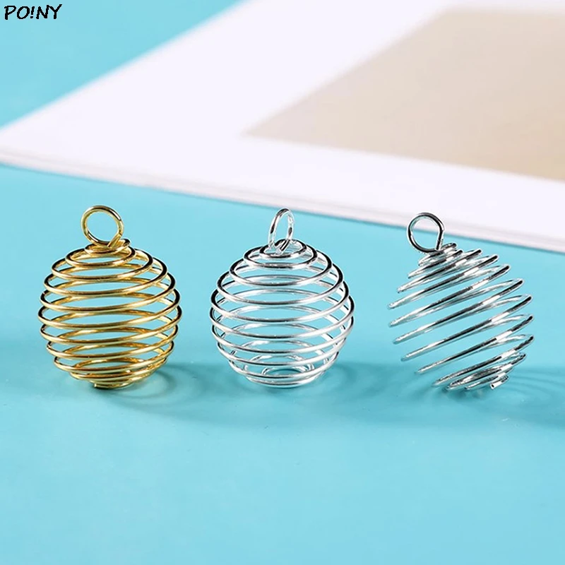 10/30Pcs/set And 4 Sizes Spiral Bead Cages Pendants Gold Silver Color For Diy Crystals Stones Jewelry Making Craft Supply pandora me charms