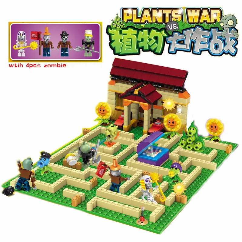 

Garden maze Legoing Plants vs Zombies struck game figures set Model Building Blocks Bricks Toys For kids