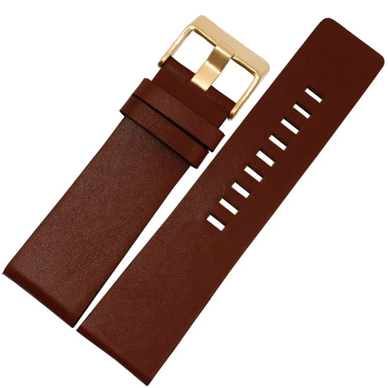 light brown gold Браслет из натуральной кожи для наручных часов 22 24 26 28 30 мм наручные часы для дизеля DZ7313 | DZ7322 | DZ7257 ремешок для часов - Цвет ремешка: light brown gold