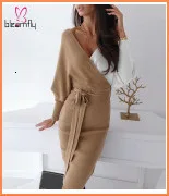 Women Casual Half Sleeve Off Shoulder V Neck Loose Maxi Dress Ruffles Solid Chic Sashes Dress Elegant Evening Party Vestidos