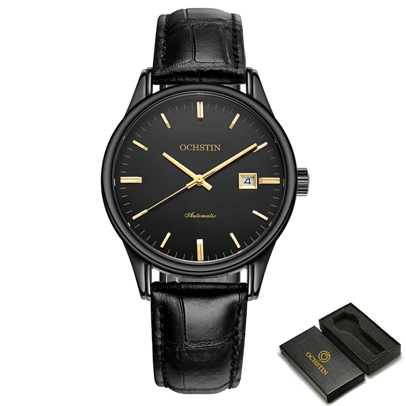 OCHSTIN Automatic Mechanical Men's Wristwatches Sapphire Crystal Business Watch For Men Waterproof Leather Strap Male Clock 2021 