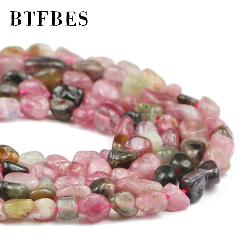 

BTFBES Natural Tourmaline Stone Smooth Irregular Gravel Loose spacers beads 4~5mm for Jewelry making DIY bracelets Accessories