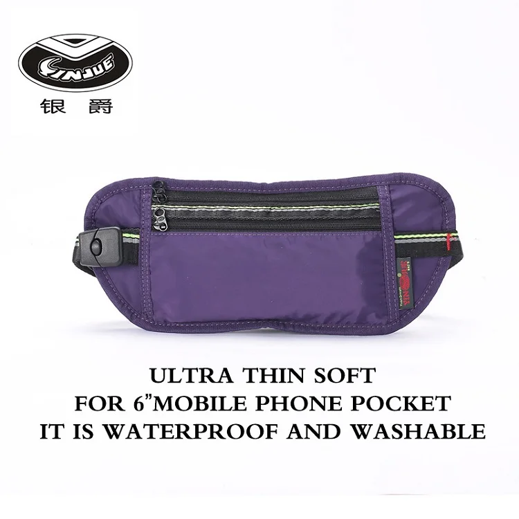YINJUE sports waist bag neutral outdoor travel running Hip Waist pack Soft nylon 6 phone women gym Fitness Fanny pack waistbags