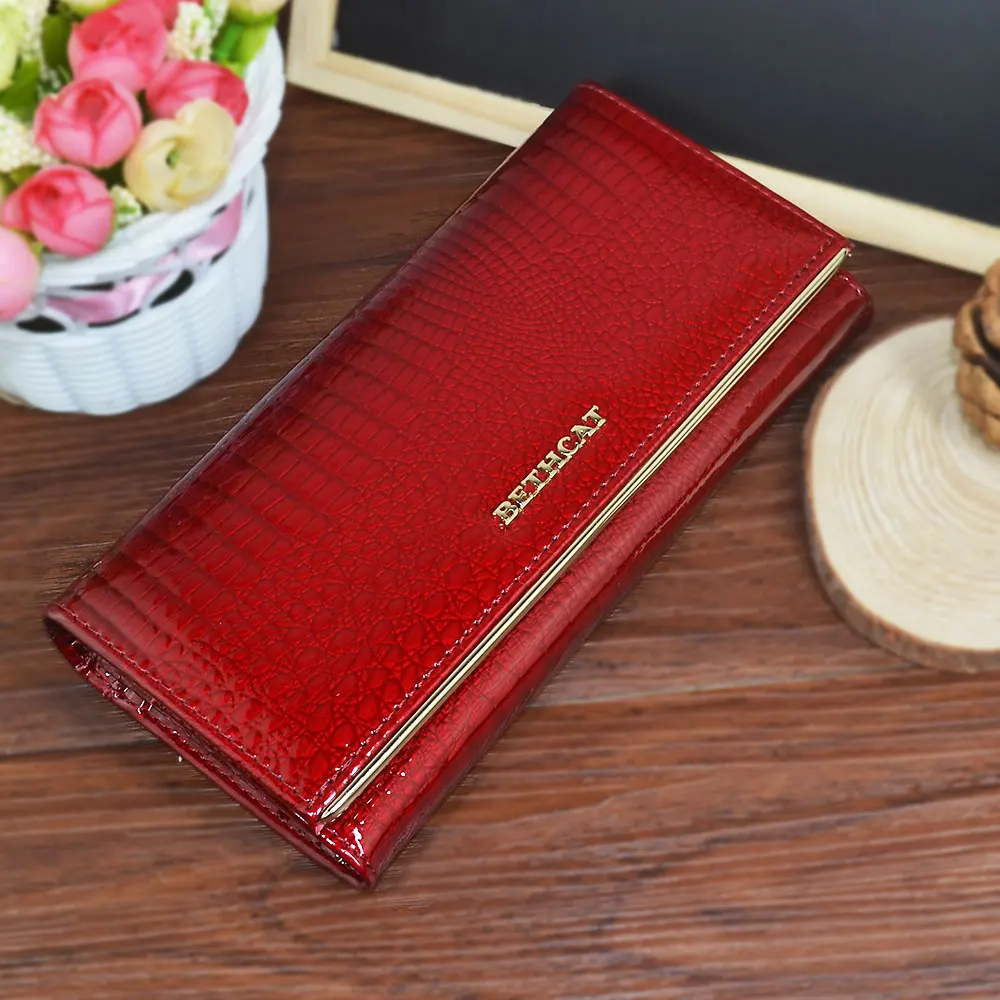 Women Wallet and Purses Genuine Leather Female Coin Card Holder Purse Alligator Cow