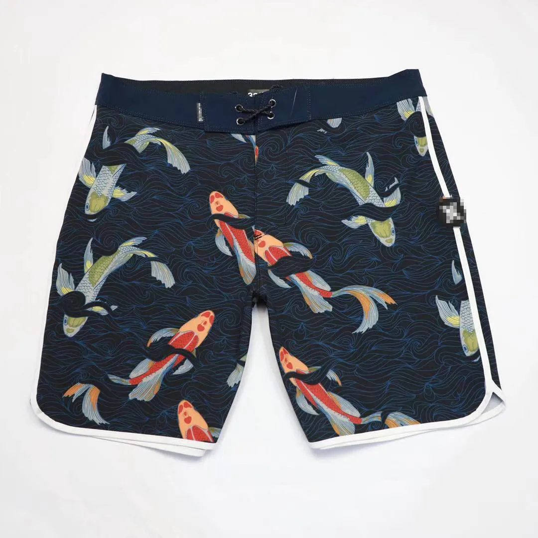 Pantalones cortos con placa elástica para hombre, ropa de baño impermeable con estampado de carpa Phantom, pantalones para surf, Bermudas de alta calidad, novedad de 2021