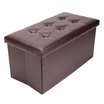 

Storage Chest Footrest Padded Seat PVC Leather Footstool Rectangle Shape Surface Portable Comfortable Chair Stools