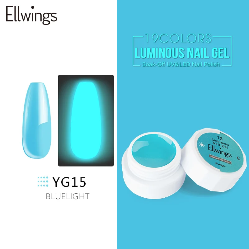 YG15 Ellwings светящийся гель лак для ногтей Гибридный лак ночное свечение ногтей в темноте гель флуоресцентный Лаки УФ гель для ногтей Esmalte - Цвет: YG15