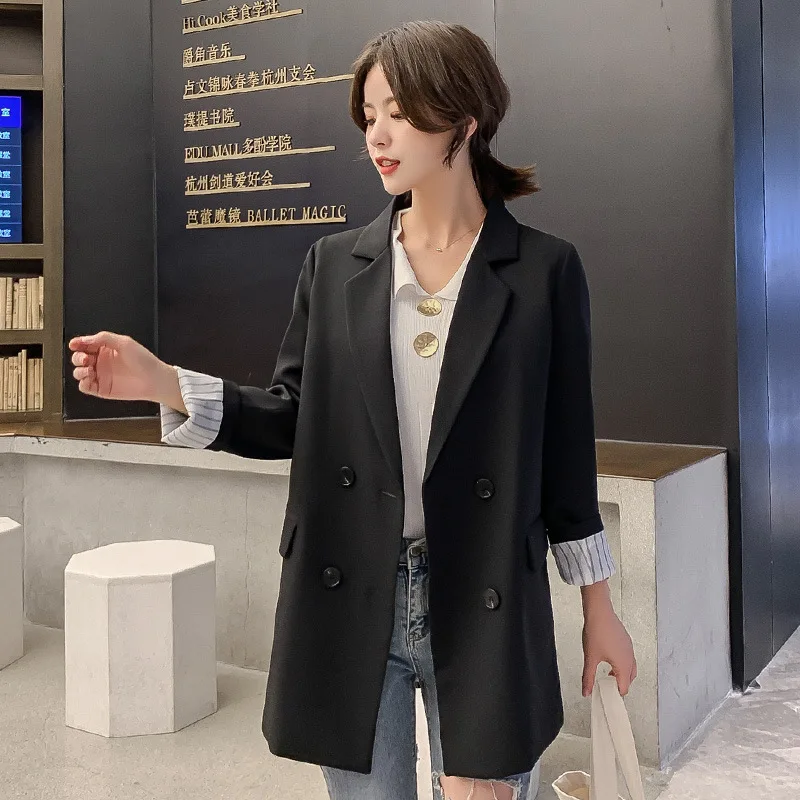 

2019 Autumn New Style Korean-style Small Suit Loose-Fit Versatile Long Sleeve Suit WOMEN'S Coat Casual Fashion Business Suit