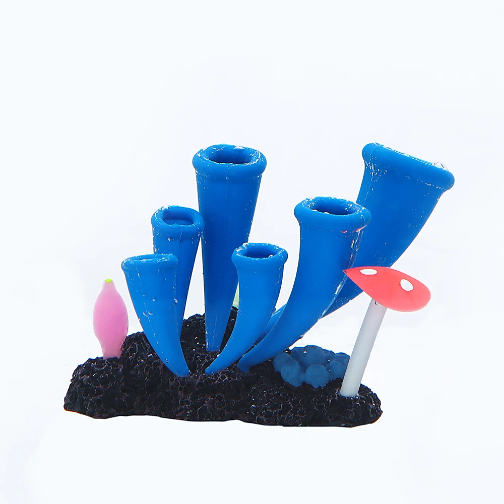 Синий Аквариумные искусственные мягкие силиконовые аквариумные украшения подводный пейзаж акватический морской анемон питомец Коралловое украшение аксессуар D40 - Цвет: Синий