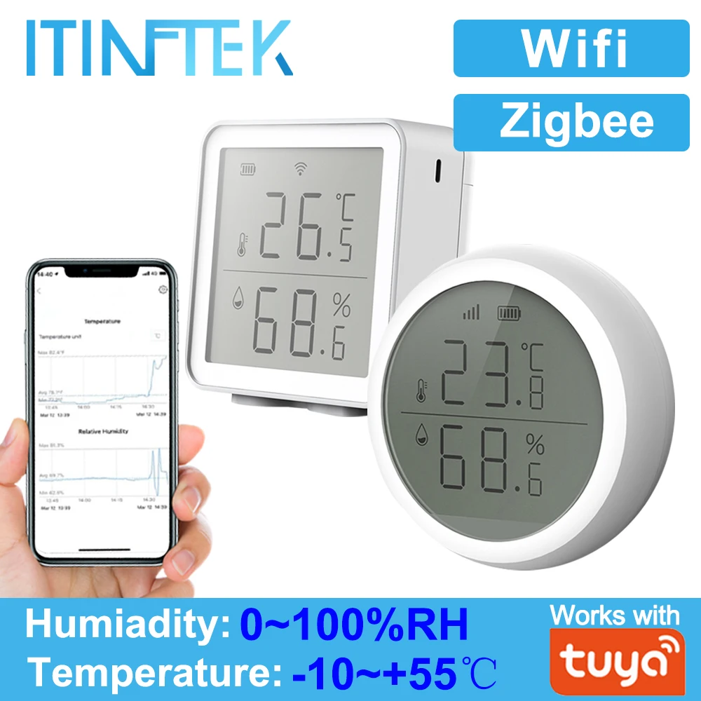 Tuya Wifi Zigbee Temperatuur En Vochtigheid Sensor Controller Meter Indoor Hygrometer Thermometer Met Lcd-scherm Voor Smart Home
