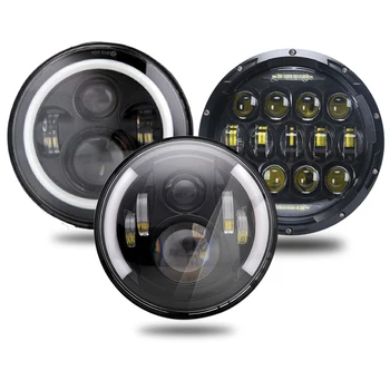 

For Jeep Wrangler JK Lada Niva 7 Inch H4 LED Headlight With Angle Eye Turn Signal Motorcycle Headlamp for Suzuki Samurai Touring