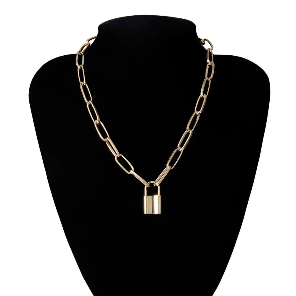 Padlock Pendant Punk-Chain Necklace-Statement Collier Fashion Jewelry Cool Gothic Gifts