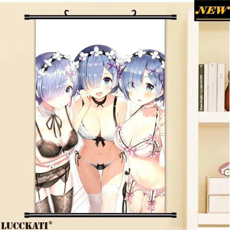 40X60 см Re Zero Re: Zero Hajimeru Isekai Seikatsu Rezero Rem Сексуальная лоли камушки Мультфильм Аниме прокрутки холст живопись плакат