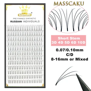 MASSCAKU ресниц готовых широкий вентиляторы 3d/4d/5d/6d/10d/20d короткой ножке в форме русский Объем Профессиональный Оптовая Продажа ресниц для наращивания из искусственной норки - изображение
