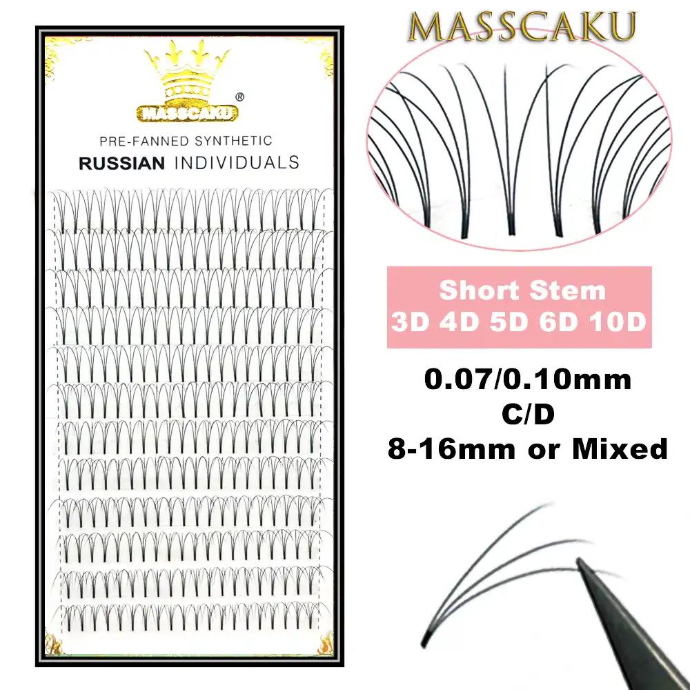 MASSCAKU ресниц готовых широкий вентиляторы 3d/4d/5d/6d/10d/20d короткой ножке в форме