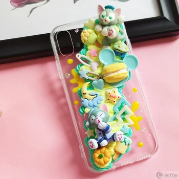 

For Samsung s20 ultra DIY case 3D duffy bear phone cover Galaxy note 10 plus handmade cream shell s8/s9/s10+ candy food note 8/9