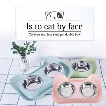 

Stainless Steel Double Pet Bowls Food Water Feeder for Dog Puppy Cats Pets Supplies Feeding Dishes Food Water Container for Dogs