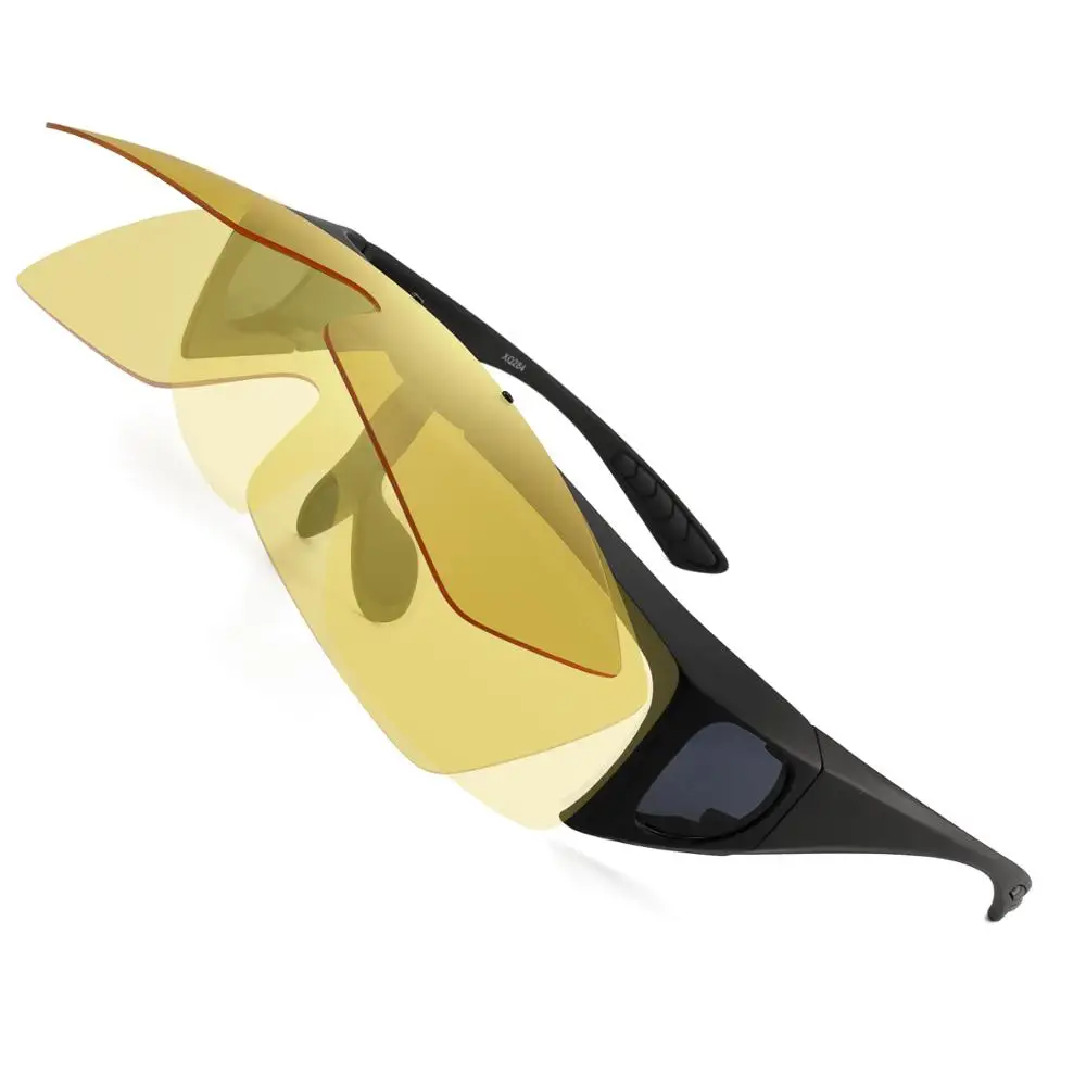

Fit Over Wrap Around Vision Nocturna Men AntiGlare Night Vision Yellow Sunglasses Driving Polarized Prescription Glasses Goggles