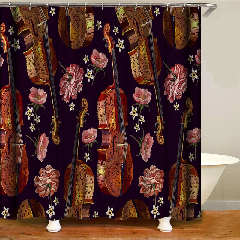 Retro modern printed bathroom shower curtain waterproof fabric curtain shower curtain for home decoration
