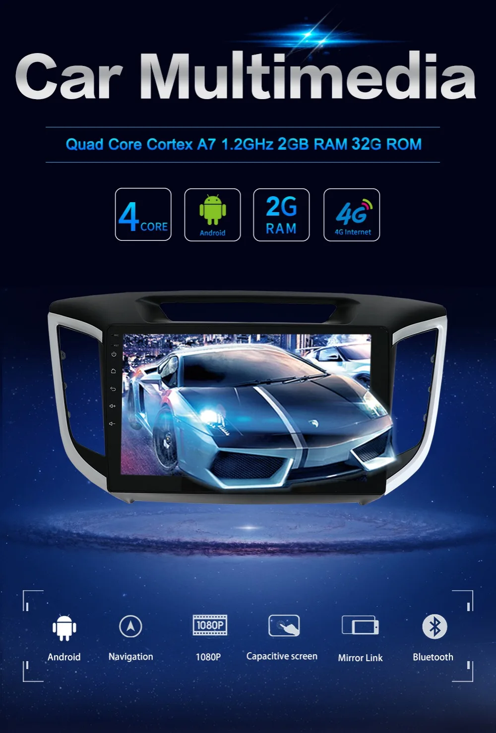 Android 9,0 2 din автомобильный dvd gps плеер для hyundai IX25 Creta автомобильный радиоприемник с навигацией gps мультимедийный плеер магнитофон 16 г/32 г/64 г