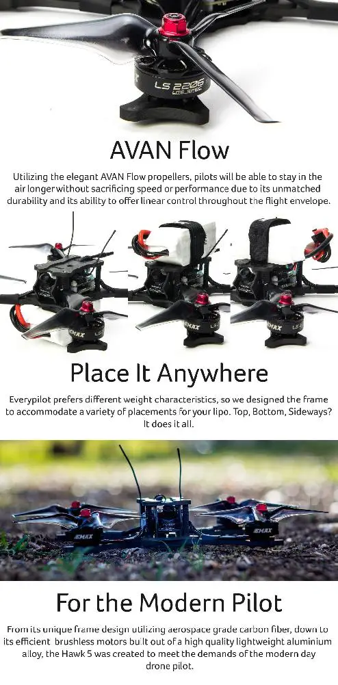 Emax Hawk 5 дюймов FPV DRONE BNF (FRSKY XM +) PNF/Emax 245 мм из углеродного волокна Buzz/Babyhawk R pro 4 дюйма