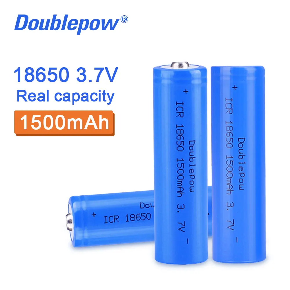 100% оригинальный высококачественный аккумулятор Doublepow 18650 3 7 в 1500 мАч литий ионная