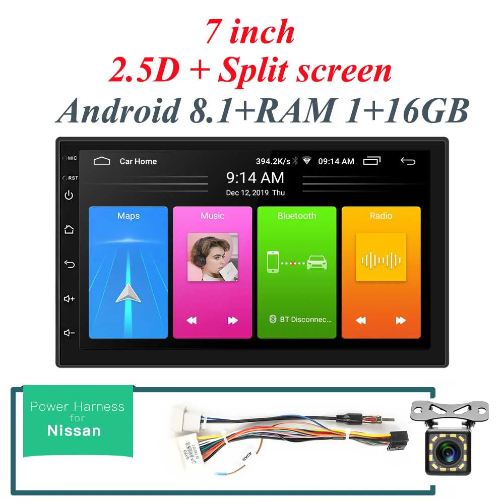 Android 8,1 автомобильное радио стерео gps навигация Bluetooth wifi Универсальный 7 ''2din 2.5D ips автомобильное радио стерео четырехъядерный мультимедиа - Цвет: nissan