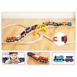 Деревянный магнитный поезд трек игрушка локомотив карета дети подарок на день рождения R7RB