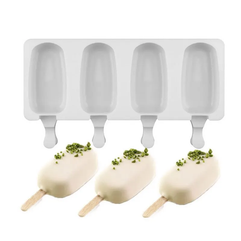 4 полостей форма для изготовления мороженого с 10 Popsicle силиконовый толстый материал DIY формы ледяные кубики формы для десертов лоток