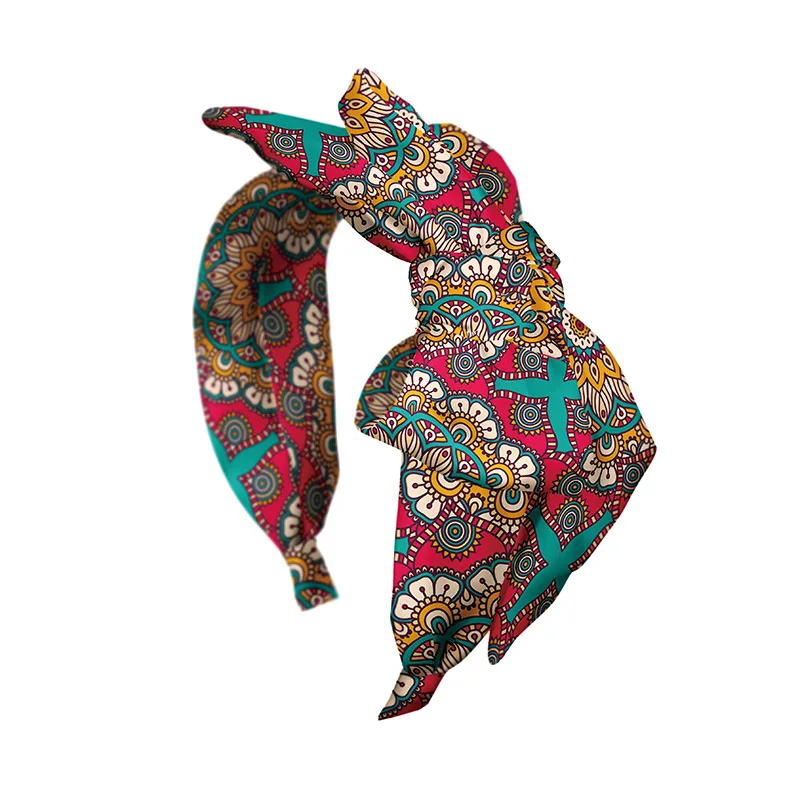 Cena Kobiety Hairbands Floral wydrukowano szeroki łuk opaski do włosów czeski opaska na głowę akcesoria do włosów wysokiej jakości