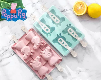 

4 pcs Peppa Pig New Silicone Ice Cream Mold Popsicle Molds DIY Homemade Cartoon Popsicle Ice Pop Maker Mould For Kid Gift