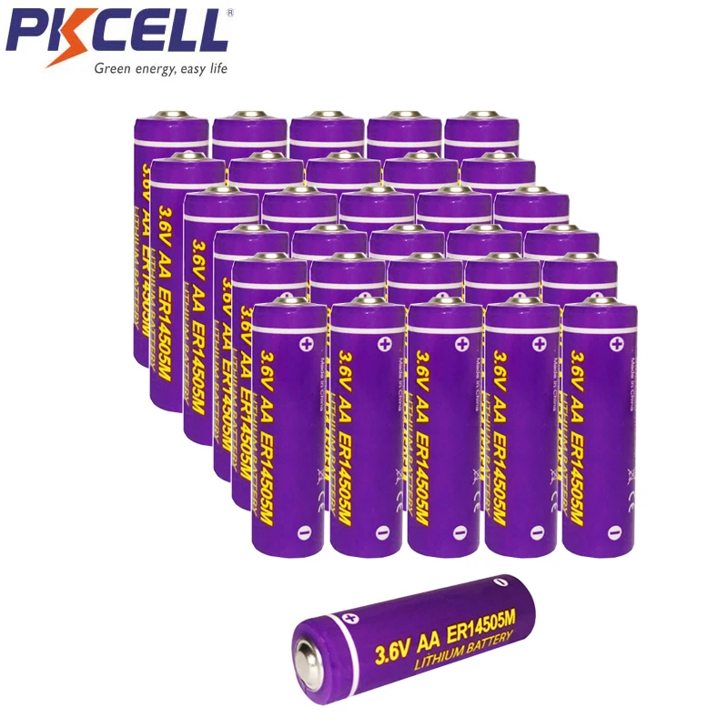 30 шт. аккумуляторы PKCELL AA 3,6 В 1800 мАч ER14505M литиевые батареи Li SOCl2 (тип питания) 14*50,5 высокоразрядный ток|Батарейки|   | АлиЭкспресс
