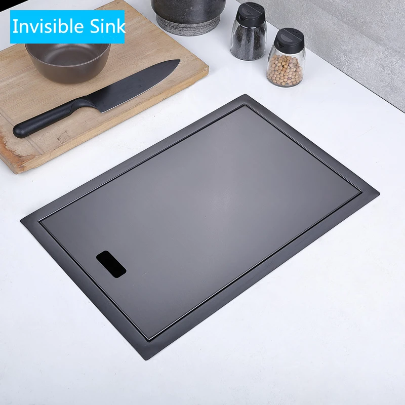 304 Stainless Steel Hidden Kitchen Sink Undermount Single Slot Nakashima Bar Counter Small Basin Black Balcony Invisible | Обустройство