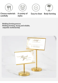 1pcs Business Card Holder Golden/Silver Metal Photo Clip Place Card Holder Stand Romantic Wedding Banquet Party Table Decoration 12