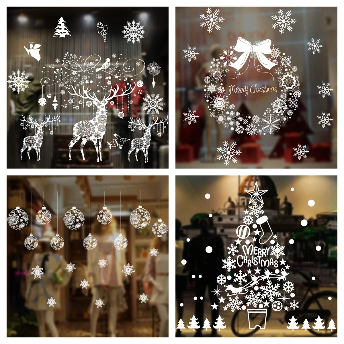 Christmas Window Stickers Merry Decorations For Home Snowflake Wall Sticker Kids Room New Year Shop | Дом и сад