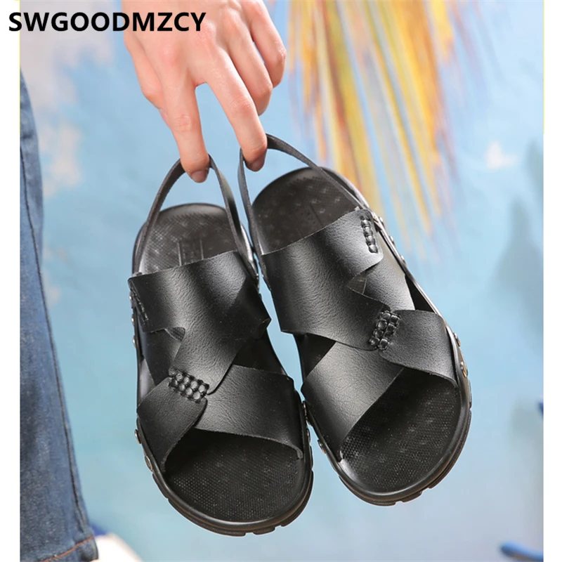 

men leather sandals genuine leather mens sandals summer beach sandals men formal shoes open shoes men erkek ayakkabi buty meskie