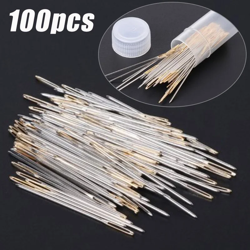100PCS Multi-size Tail Embroidery Fabric Cross Stitch Darning Needles Craft Tools Size 24#/26# Stainless steel DIY Sewing Needle ► Photo 1/6