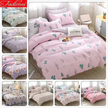 

Cactus Pattern Adult Child Soft Cotton 3/4 pcs Bedding Set Quilt Comforter Duvet Cover Single Double Queen King Size Bed Linens
