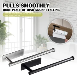 New Fashion Self-adhesive Tissue Roll Holder Toilet Roll Paper Holder Towel  Portable Paper Towel Rack for Kitchen Bathroom Silv