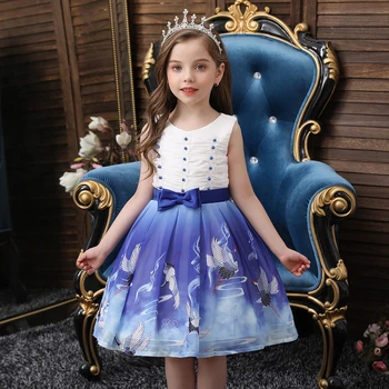 

Kids Dresses for Girls Printing Girls Dress for Christmas Party Wedding Dress Elegent Princess Vestidos 2 4 6 8 10 Years Clothes