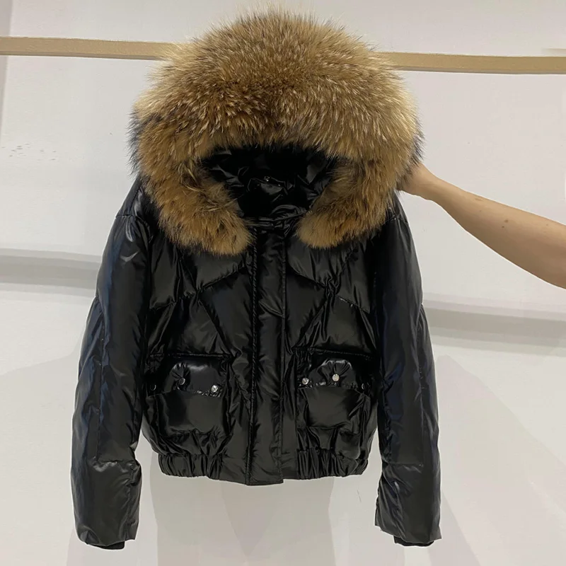 Janveny Real Racoon Fur Hooded 2020 Women's Down