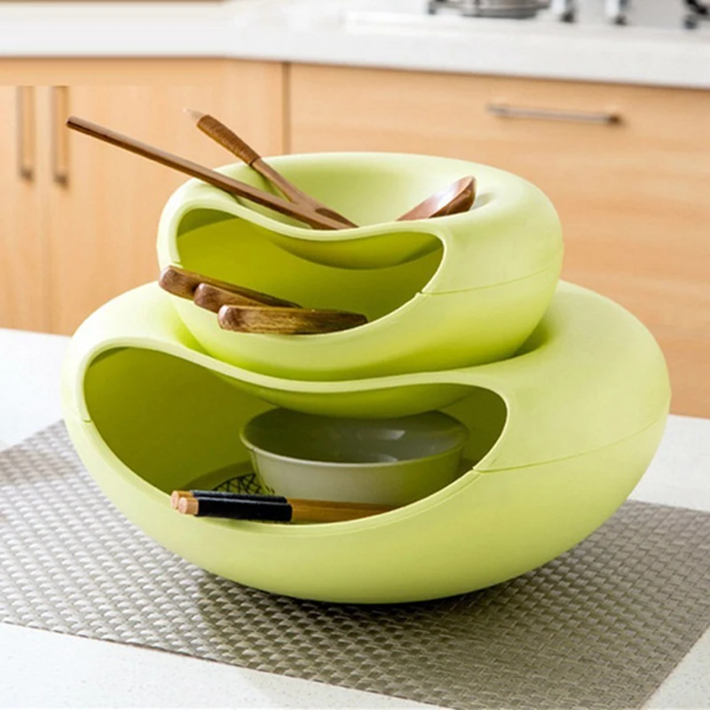 Multifunctional Plastic Double Layer Dry Fruit Containers Snacks Seeds Holder Desktops Plate Dish Organizer Storage Box Garbage Plastic Dinner Plates Plastic Snack Box