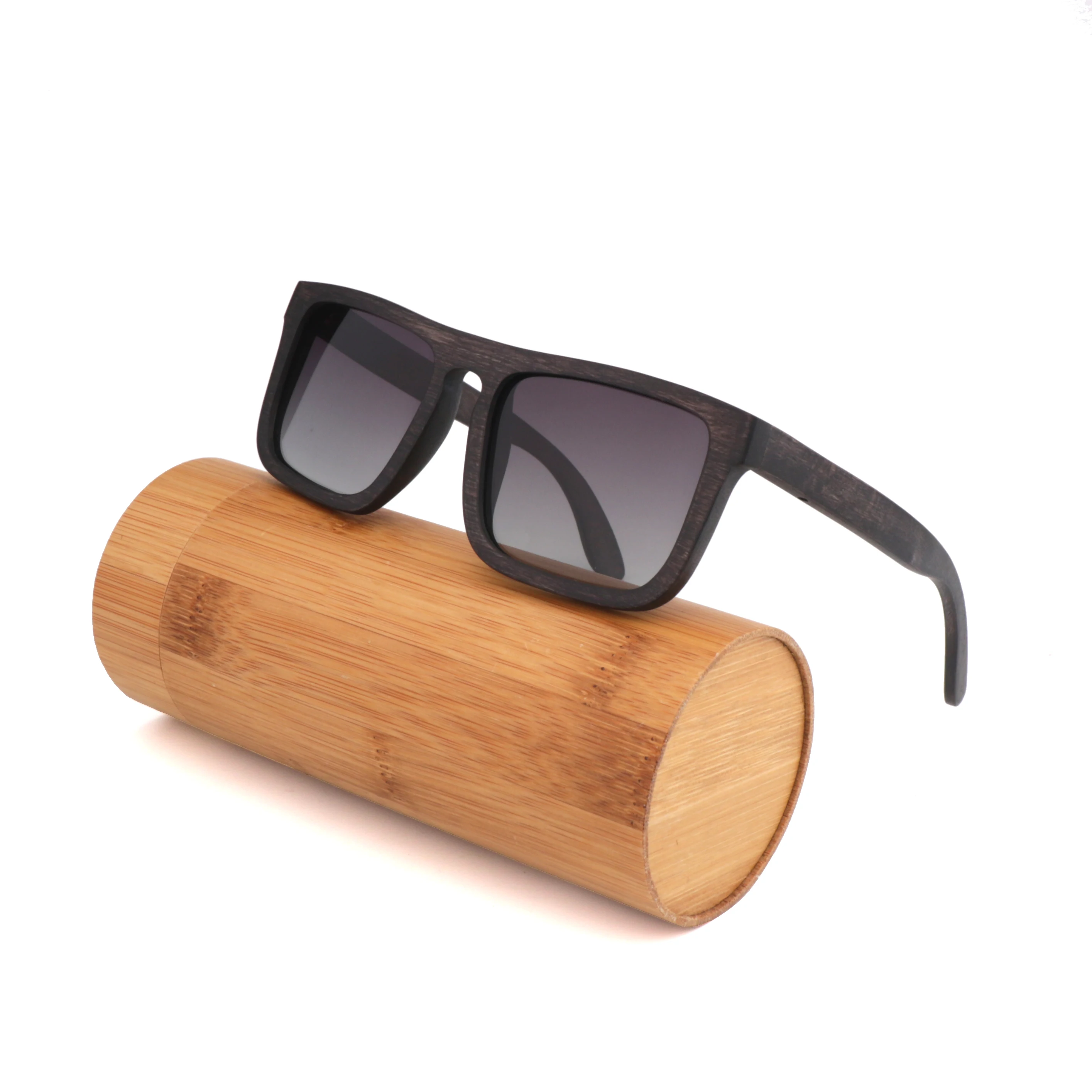 Ретро модные бамбуковые деревянные поляризованные солнцезащитные очки для вождения квадратный Стиль Солнцезащитные очки мужские очки UV400 женские мужские брендовые дизайнерские - Цвет линз: Gradient gray