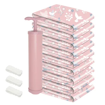 

11PCS Thickened Vacuum Storage Bags for Quilt Cloth Compressed Bag with Hand Pump Reusable Blanket Clothes Pillow Organizer