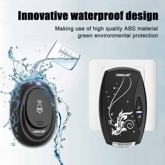 Waterproof Wireless Doorbell with 36 Chimes Single Receiver EU US Plug Plug in Type Door Bell