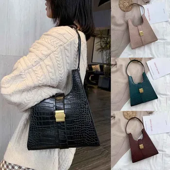 

Crocodile Pattern PU Leather Shoulder Bags For Women 2019 Retro Quality Handbags Lady Designer Totes Female Hand Bag#G2