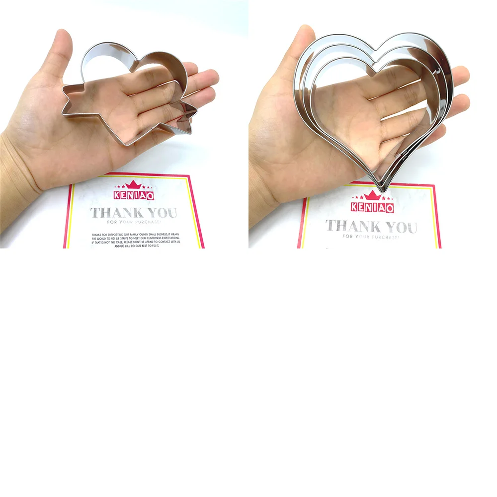 Cookie Cutters 6 Shapes Heart Stainless Steel Mould for Wedding Party Valentine's Day Bread Sandwich